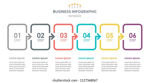 Vector Infographic label design with 6 options or steps. Infographics for business concept. Can be used for presentations banner, workflow layout, process diagram, flow chart, info graph