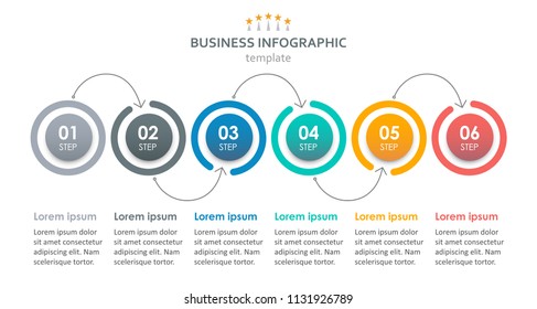Vector Infographic label design with 6 options or steps. Infographics for business concept. Can be used for presentations banner, workflow layout, process diagram, flow chart, info graph