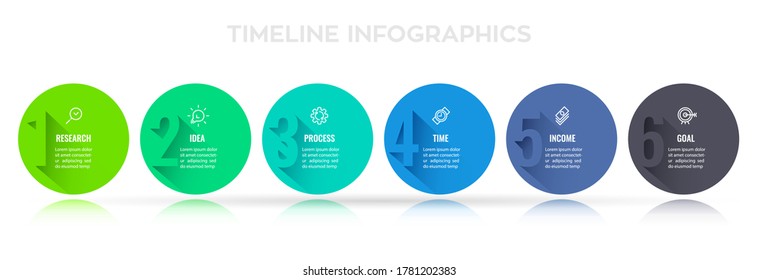Vector Infographic label design with 6 options or steps. Infographics for business concept. Can be used for presentations banner, workflow layout, process diagram, flow chart, info graph
