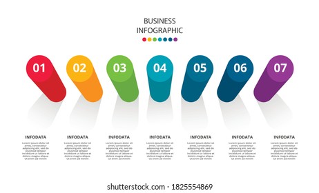 Vector infographic label design with 7 options or steps. Infographics for business concept. Template for infographic, presentation. Workflow layout, process diagram, flowchart, information graph.