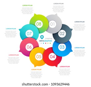Vector Infographic label design with 8 options or steps. Can be used for presentations banner, workflow layout, process diagram, flow chart, info graph