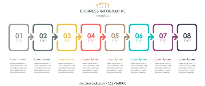 Vector Infographic label design with 8 options or steps. Infographics for business concept. Can be used for presentations banner, workflow layout, process diagram, flow chart, info graph Vector Infographic label design with 8 options or steps. Infographics for business concept. Can be used for presentations banner, workflow layout, process diagram, flow chart, info graph