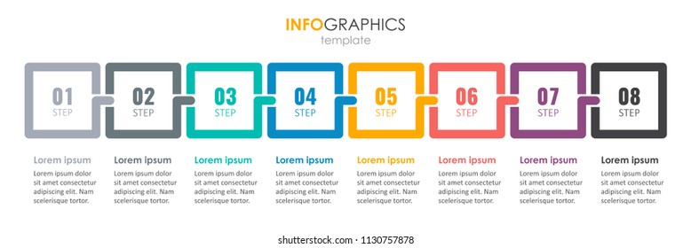 Vector Infographic label design with 8 options or steps. Infographics for business concept. Can be used for presentations banner, workflow layout, process diagram, flow chart, info graph