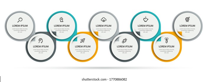 Vector Infographic label design with 9 options or steps. Infographics for business concept. Can be used for presentations banner, workflow layout, process diagram, flow chart, info graph