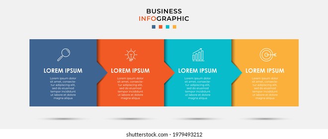 Vector Infographic label design business template with icons and 4 options or steps. Can be used for process diagram, presentations, workflow layout, banner, flow chart, info graph