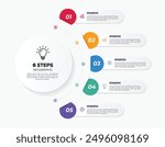 Vector infographic label design with circle infographic template design and 4-5-6 options or steps. Can be used for process diagram, presentations, workflow layout, banner, flow chart, info graph.