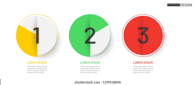 Vector infographic label design with circle pieces and 3 number options, steps, processes. Can be used for annual report, plan,  diagram, graph, presentation.