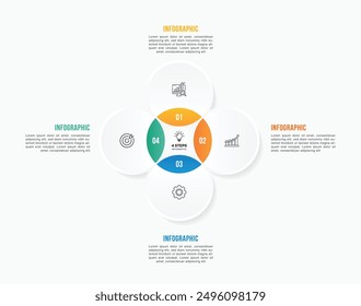 Vector infographic label design with circle infographic template design and 4-5-6 options or steps. Can be used for process diagram, presentations, workflow layout, banner, flow chart, info graph.