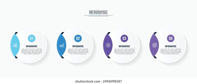 Vector infographic label design with circle infographic template design and 4-5-6 options or steps. Can be used for process diagram, presentations, workflow layout, banner, flow chart, info graph.