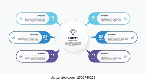 Vector infographic label design with circle infographic template design and 4-5-6 options or steps. Can be used for process diagram, presentations, workflow layout, banner, flow chart, info graph.