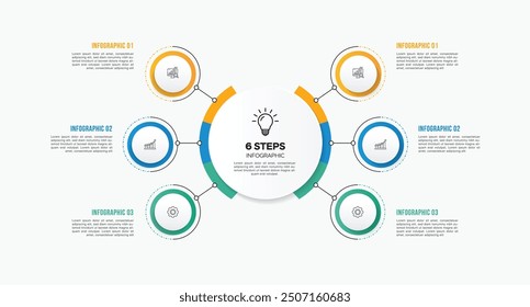 Vector infographic label design with circle infographic template design and 4-5-6 options or steps. Can be used for process diagram, presentations, workflow layout, banner, flow chart, info graph.