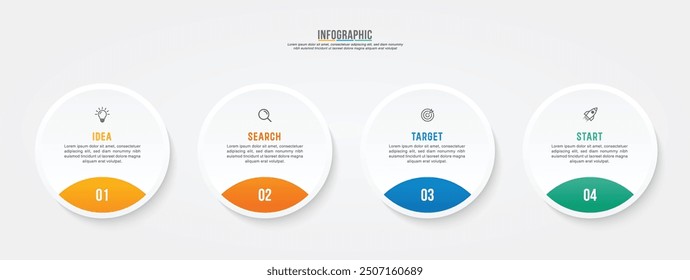 Vector infographic label design with circle infographic template design and 4-5-6 options or steps. Can be used for process diagram, presentations, workflow layout, banner, flow chart, info graph.