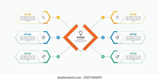 Vector infographic label design with circle infographic template design and 4-5-6 options or steps. Can be used for process diagram, presentations, workflow layout, banner, flow chart, info graph.