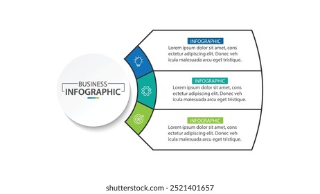 Diseño de Plantilla de infografía de Vector con diseño de infografía de círculo 3 opciones. Ilustración vectorial