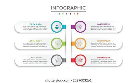 Vector infographic label design with circle infographic template design and 6 options or steps