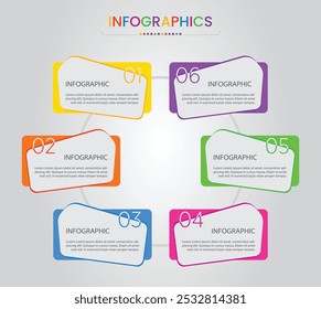 Vector infographic label design with circle infographic template design and 4-5-6 options or steps. Can be used for process diagram, presentations, workflow layout, banner, flow chart, info graph.