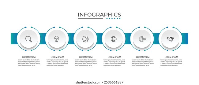 Vector infographic label design with circle infographic template design and 6 options or steps