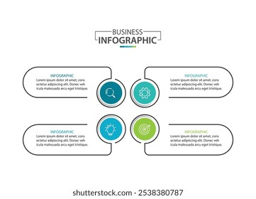 Vector infographic label design with circle infographic template design and 4 options or steps.