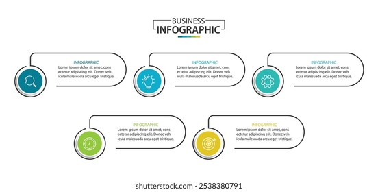 Diseño de Plantilla de infografía de Vector con diseño de infografía de círculo y 5 opciones o pasos.