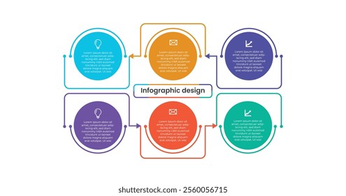Vector infographic label design with circle infographic template design and 4-5-6 options or steps. Can be used for process diagram, presentations, workflow layout, banner, flow chart, info graph.