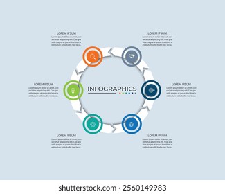 Vector infographic label design with circle infographic template design and 6 options or steps.