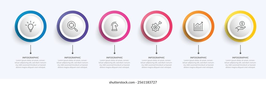 Vector infographic label design with circle infographic template design and 4-5-6 options or steps. Can be used for process diagram, presentations, workflow layout, banner, flow chart, info graph