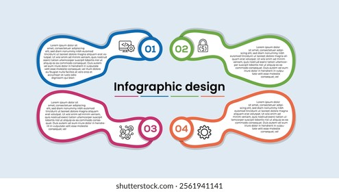 Vector infographic label design with circle modern infographic template design and 4 options or steps. Can be used for process diagram, presentations, workflow layout, banner, flow chart, info graph.