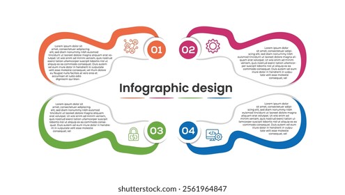Vector infographic label design with circle modern infographic template design and 4 options or steps. Can be used for process diagram, presentations, workflow layout, banner, flow chart, info graph.
