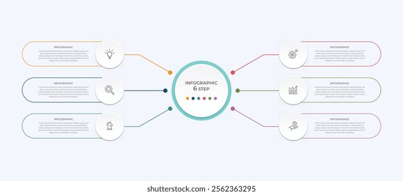 Vector infographic label design with circle infographic template design and 4-5-6 options or steps. Can be used for process diagram, presentations, workflow layout, banner, flow chart, info graph