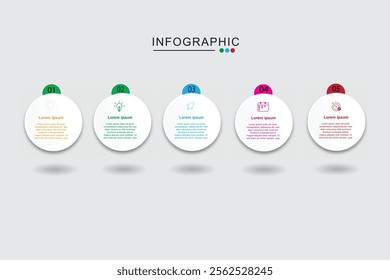 Vector infographic label design with circle infographic template design and 4-5-6 options or steps. Can be used for process diagram, presentations, workflow