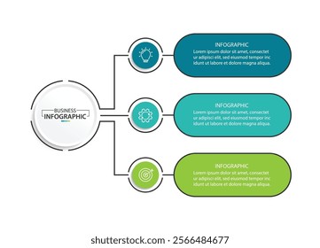 Vector infographic label design with circle infographic template design and 3 options or steps.