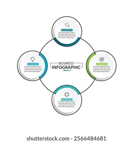 Vector infographic label design with circle infographic template design and 4 options or steps.