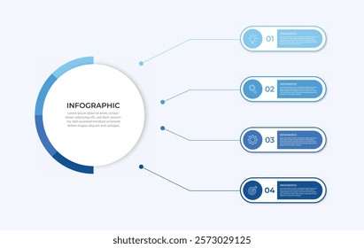 Vector infographic label design with circle infographic template design and 4 options or steps. Can be used for process diagram, presentations, workflow layout, banner, flow chart, info graph