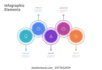 Vector infographic label design with circle infographic template design and 5 options or steps.