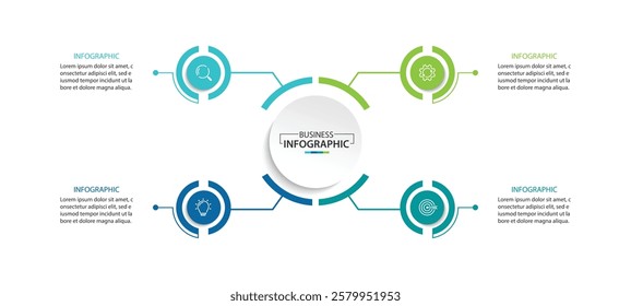  Vector infographic label design with circle infographic template design and 4 options or steps.