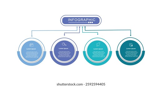 Vector infographic label design with circle infographic template design and 4 options or steps. Can be used for process diagram.