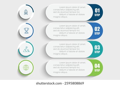 Vector infographic label design with circle infographic template design and 4 options or steps. Can be used for process diagrams, presentations, workflows