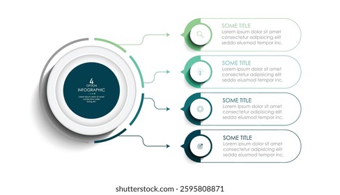 Vector infographic label design with circle infographic template design and 4 options or steps. Can be used for process diagrams, presentations, workflows