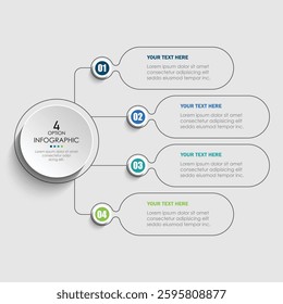 Vector infographic label design with circle infographic template design and 4 options or steps. Can be used for process diagrams, presentations, workflows