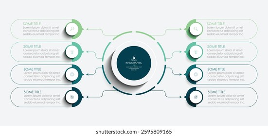 Vector infographic label design with circle infographic template design and 8 options or steps. Can be used for process diagrams, presentations, workflows