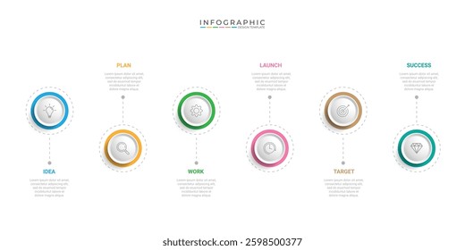 Vector Infographic label design with circle template. Business concept with 6 options, steps or processes.