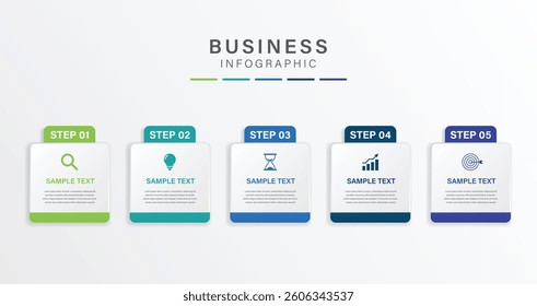 Vector infographic label design with circle infographic template design and 5 options or steps. Can be used for process diagram, presentations, workflow layout, banner, flow chart, info graph.