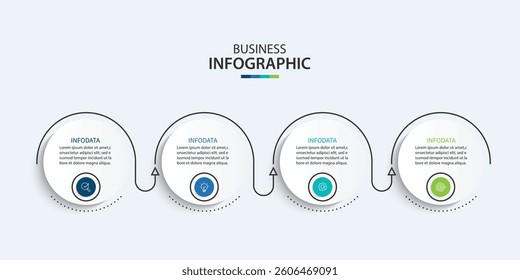 Vector infographic label design with circle infographic template design and 4 options or steps.