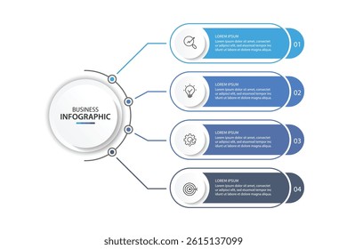 Vector infographic label design with circle infographic template design and 4 options or steps. Can be used for process diagram, presentations, workflow layout, banner, flow chart, info graph.