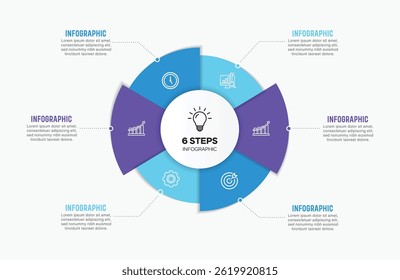 Vector infographic label design with circle infographic template design and 4-5-6 options or steps. Can be used for process diagram, presentations, workflow layout, banner, flow chart, info graph.