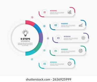 Vector infographic label design with circle infographic template design and 4-5-6 options or steps. Can be used for process diagram, presentations, workflow layout, banner, flow chart, info graph.