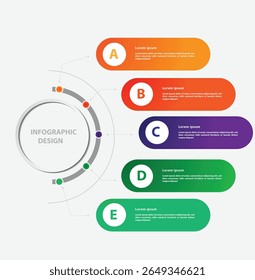 Vector infographic label design with a circle infographic template and various options or steps. Can be used for process diagram, presentations, workflow layout, banner, flow chart, info graph