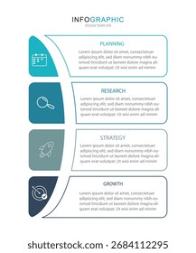 Diseño de Plantilla de infografía de Vector con diseño de infografía de círculo y 4 opciones o pasos. Se puede utilizar para el diagrama de proceso, presentaciones, diseño de flujo de trabajo, Anuncio, diagrama de flujo, gráfico de información.	