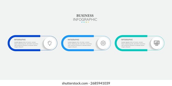 Design de rótulo infográfico vetorial com design de modelo infográfico circular e 3 opções ou etapas. Pode ser usado para diagrama de processo, apresentações, layout de fluxo de trabalho, banner, fluxograma, gráfico de informações.