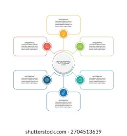 Vector infographic label design with circle infographic template design and 6 options or steps.